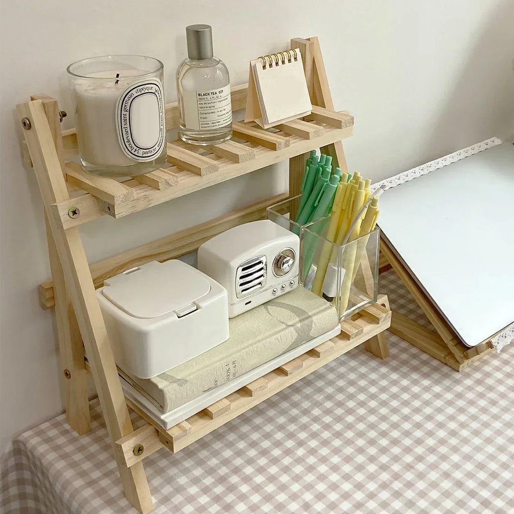 Deskte Brett Folding Two-Tier Shelf — Deskte Modern Desks & Workspace Accessories