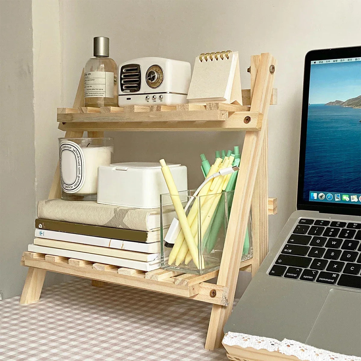 Deskte Brett Folding Two-Tier Shelf — Deskte Modern Desks & Workspace Accessories — view 2